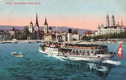 AK Zürich Salondampfer Stadt Zürich Schweiz gelaufen Postkarte