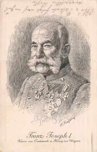 AK 1.WK Franz Joseph I. Kaiser von Österreich 1915 gelaufen Patriotika Postkarte