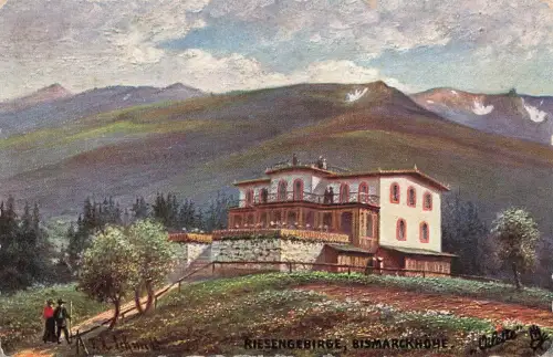 Gasthaus Bismarckhöhe Riesengebirge Schlesien Postkarte AK