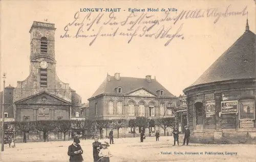 Longwy-Haut Eglise Hotel de Ville Soldatenbrief Inft. Regt. 102 Postkarte