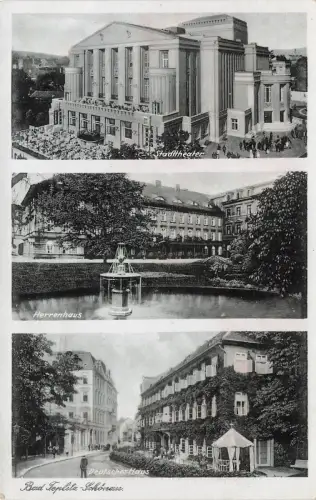 AK Bad Teplitz-Schönau Stadttheater Herrenhaus Deutsches Haus Sudeten Postkarte