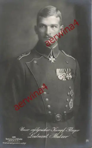 AK Kampfflieger Leutnant Mulzer Portrait Ordenschnalle Sanke Nr. 395 Postkarte