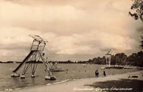 Strandbad Goyatz-Schwielochsee Brandenburg Postkarte AK 1964