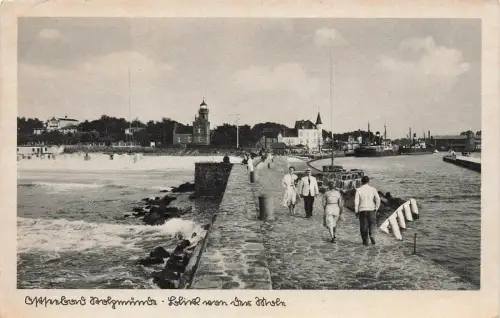 AK Stolpmünde Blick von den Mole Pommern ungelaufen Postkarte