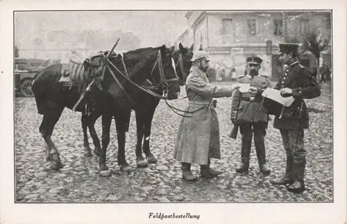 Soldaten bei der Feldpostbestellung Postkarte AK