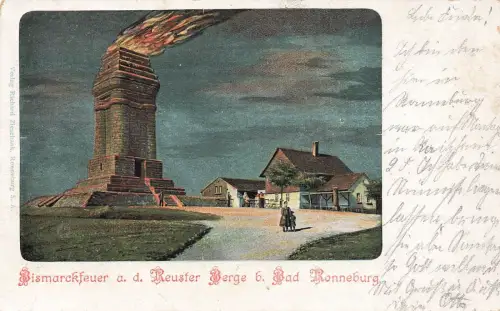 AK Ronneburg Bismarckfeuer Thüringen 1901 gelaufen Postkarte