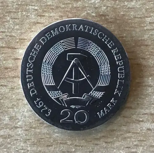 DDR 20 Mark August Bebel 1973 Silber stgl.