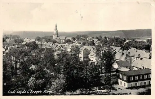 Stadtansicht von Sayda Erzgebirge Sachsen Postkarte AK 1942