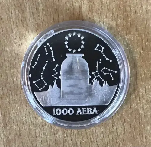 Bulgarien 1000 Leva 1995 Sternwarte Rojen Silber ECU PP Mit Zertifikat