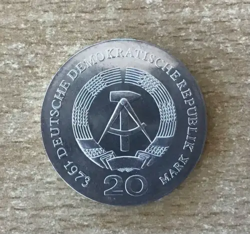 DDR 20 Mark August Bebel 1973 Silber