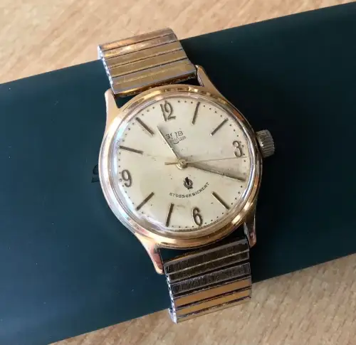 Herren Uhr Armbanduhr Glashütte GUB Q1 Wassergeschützt Plaque 20 Mikron