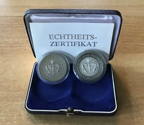 DDR 2 x 20 Mark Stadtsiegel 1987 PP im Originaletui und Zertifikat