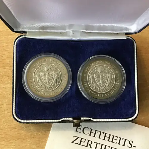 DDR 2 x 20 Mark Stadtsiegel 1987 PP im Originaletui und Zertifikat