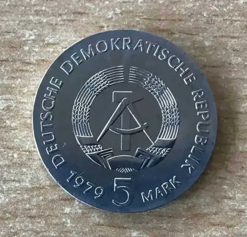 DDR 5 Mark 1979 Albert Einstein Gedenkmünze