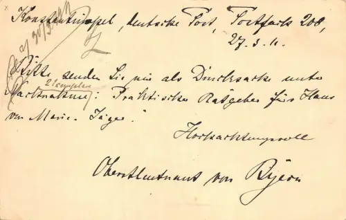 Deutsche Post in der Türkei Postkarte GA gel. CONSTANTINOPEL nach Leipzig 1911