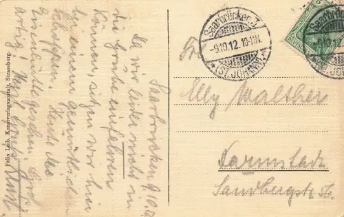 AK St. Johann-Saarbrücken Rathausplatz Johanniskirche Saarland 1912 Postkarte