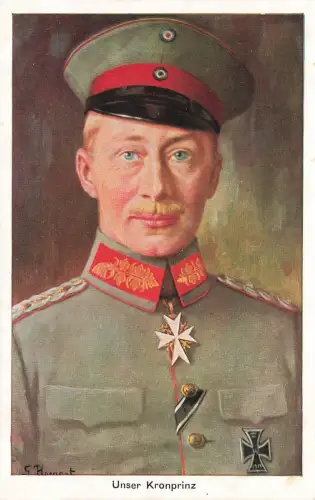 AK 1.WK Unser Kronprinz Wilhelm EK2 Portrait ungelaufen Patriotika Postkarte