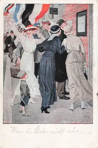 AK 1.WK Siegesdepesche Frauen Kind ungelaufen Patriotika Postkarte