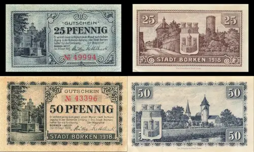 2 x Notgeld BORKEN Stadt