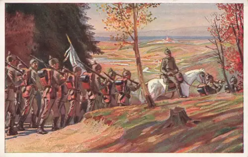 AK 1.WK Hinaus in die Ferne Soldaten Paul Hey ungelaufen Patriotika Postkarte