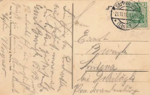 Kaserne elsass. Train-Batl. Nr. 15 Strassburg Frankreich Postkarte AK 1911