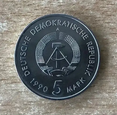 DDR Münze, 5 Mark 500 Jahre Postwesen 1990