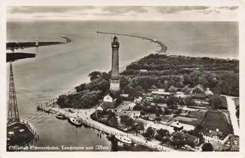 AK Osternothafen Fliegeraufnahme Leuchtturm Mole Pommern 1933 gelaufen Postkarte