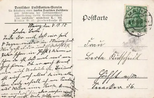 AK 1.WK Abfahrt deutscher Flieger Geländeaufklärung 1915 Patriotika Postkarte