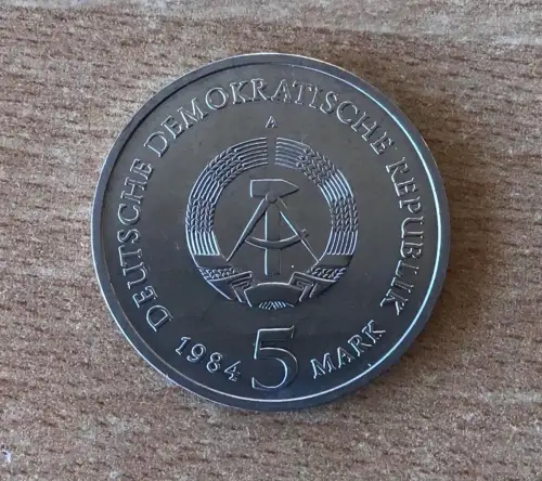 DDR Münze, 5 Mark 1984 Thomas Kirche Leipzig