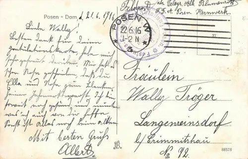 AK Posen Dom Strassenansicht 1916