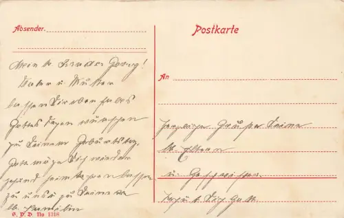 AK 1.WK Gott Schützte unsern lieben Sohn Soldaten Rast ungelaufen Patriotika