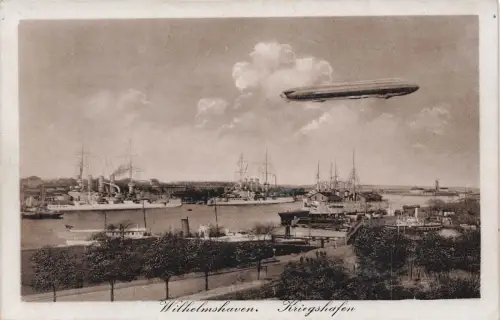 AK Wilhelmshaven Kriegshafen Zeppelin Schiffe Niedersachsen ungelaufen Postkarte