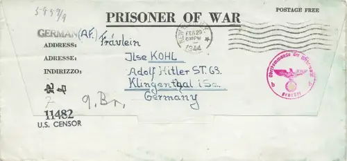 POW Kriegsgefangenschaft Brief Post USA 2wk Camp Gordon WH Prisoner War