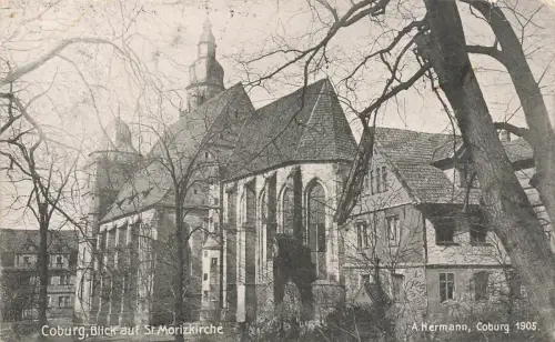 AK Coburg St. Morizkirche Bayern 1906 gelaufen Postkarte