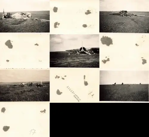 5 x Fotos abgeschossene Flugzeuge bei Kiew Ukraine Ostfront