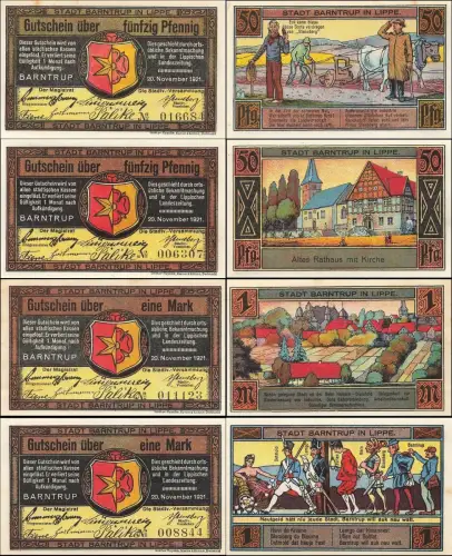 4 x Notgeld BARNTRUP Stadt
