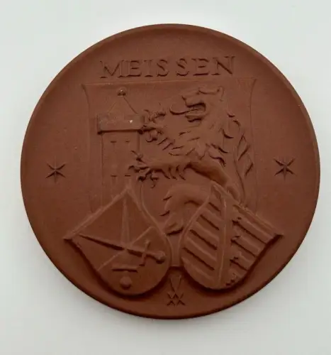 DDR Medaille Bezirksmünzausstellung Meissen 1983 aus Meissner Porzellan