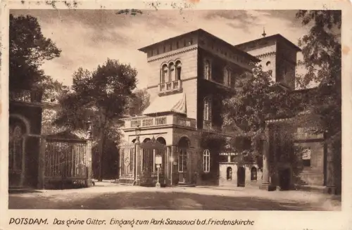 AK Potsdam Grüne Gitter Eingang Park Sanssouci Brandenburg 1922 Postkarte