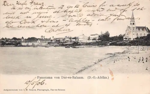 AK Deutsch-Ostafrika DOA Dar-es-Salaam gelaufen DEUTSCHE SEEPOST 1906