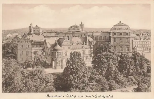 AK Darmstadt Schloss Ernst Ludwigsplatz Hessen ungelaufen Postkarte