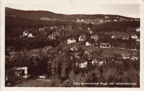 AK Ober Krummhübel Stadtansicht Heldendenkmal Schlesien ungelaufen Postkarte