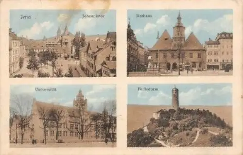 Jena Johannistor Rathaus Universität Fuchsturm Postkarte AK 1912
