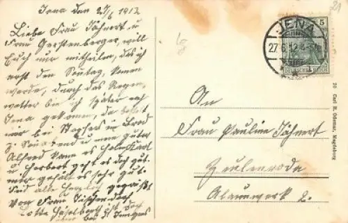 Jena Johannistor Rathaus Universität Fuchsturm Postkarte AK 1912