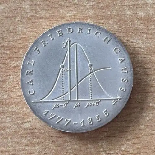 DDR 20 Mark 1977 Carl Friedrich Gauß Silber Gedenkmünze