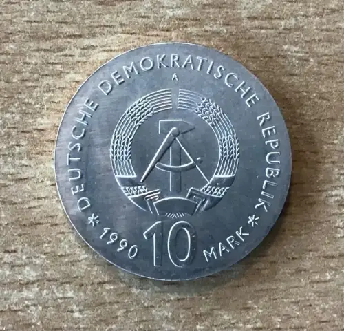 DDR 10 Mark 1990 Johann Gottlieb Fichte Silber