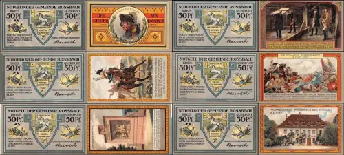 6 x Notgeld ROSSBACH zu Braunsbedra Gemeinde Schlachtserie
