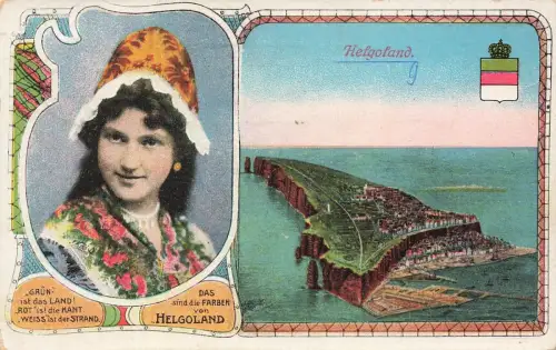 AK Helgoland Gesamtansicht Schleswig-Holstein 1909 gelaufen Postkarte