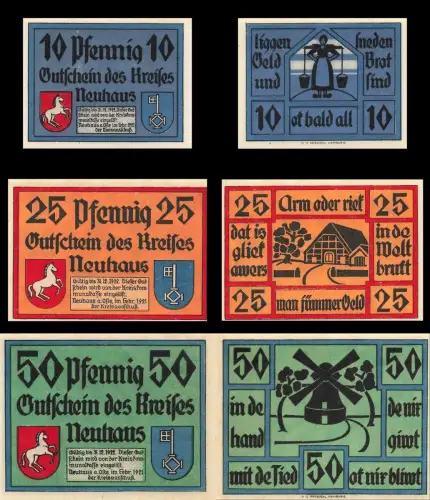 3 x Notgeld NEUHAUS a.d.Elbe