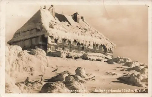 AK Riesengebirge Reifträgerbaude Schlesien gelaufen Postkarte