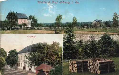 AK Trünzig Walddorf Gasthof Sachsen gelaufen Postkarte
